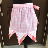 1960’s Pink Gingham with rose fabric - Half Apron - Cotton Blend