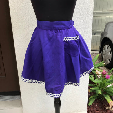 1960’s Purple with Silver Rick Rack - Half Apron - Cotton