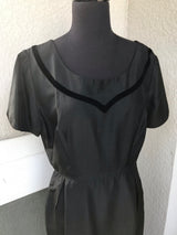 1950’s Grace DaPozzo Black Silk and Velvet Slim Fit Dress - LG