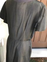 1950’s Grace DaPozzo Black Silk and Velvet Slim Fit Dress - LG