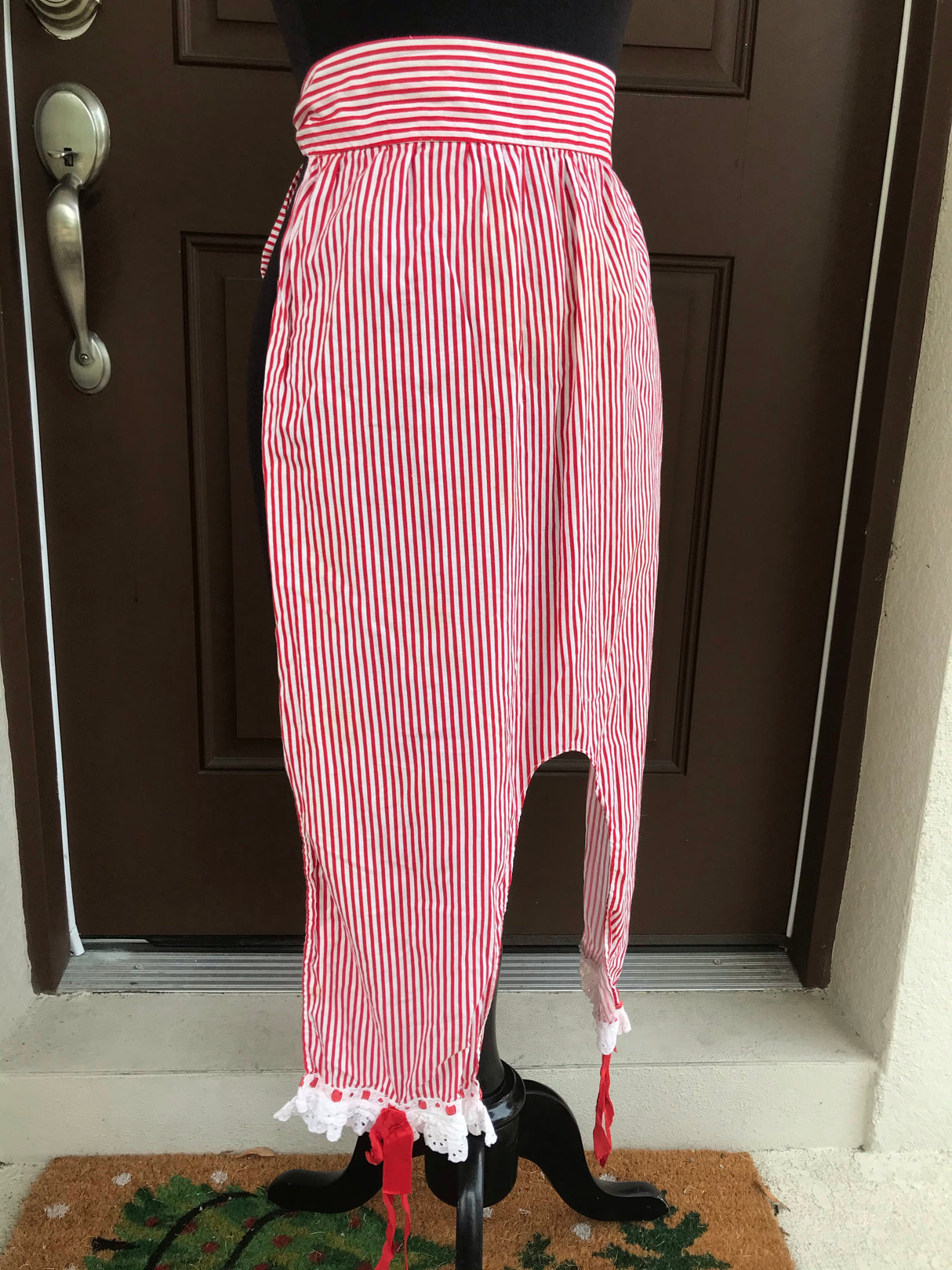 1970’s Red and White Stripe “Bloomers” - Half Apron - Cotton