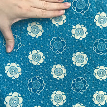1960’s Blue fabric with floral print - Cotton