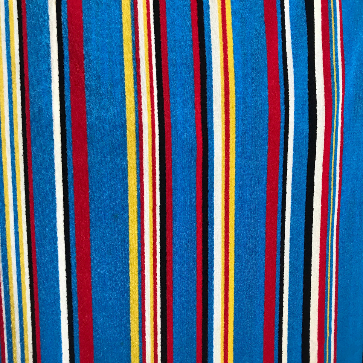 1980’s Blue, Red and Yellow Striped Terry cloth - Polyester