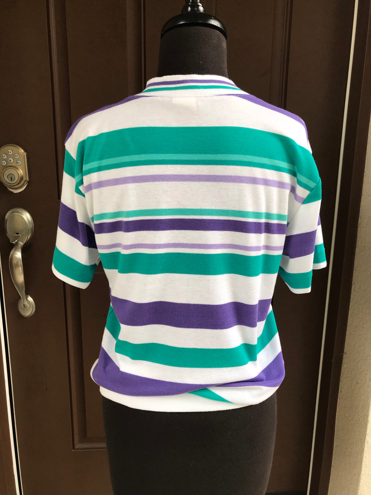 1980’s Jantzen Blue and Purple Striped lightweight knit sweater - SM