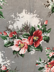 1950’s Oversize Floral with huts on the water fabric - Rayon Blend