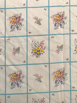 1970’s Floral in blue squares - Cotton blend