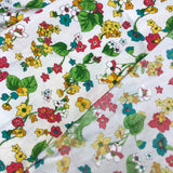 1970’s Red, Orange and Yellow Floral with Green Leaves - Cotton blend - BTY