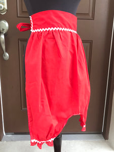 1970’s Red “Bloomers” - Half Apron - Cotton blend