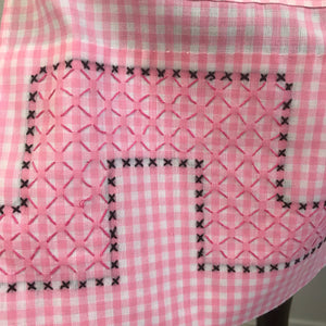 1950’s Pink Gingham with Embroidered detail - Half Apron - Cotton
