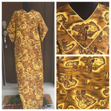 1960’s Gold and Brown Hawaiian Print MuuMuu - S/M