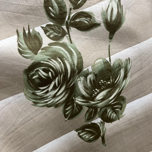 1950’s Large Rose Border Print On Gradient Background on Cream - Cotton