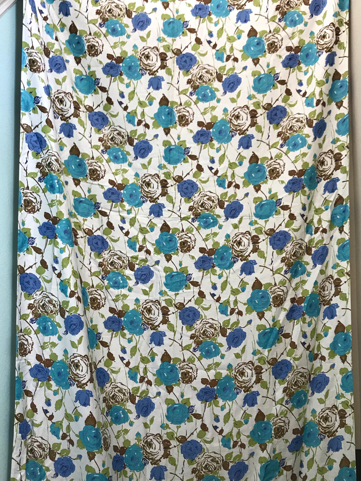 1960’s Blue Rose Print - Cotton