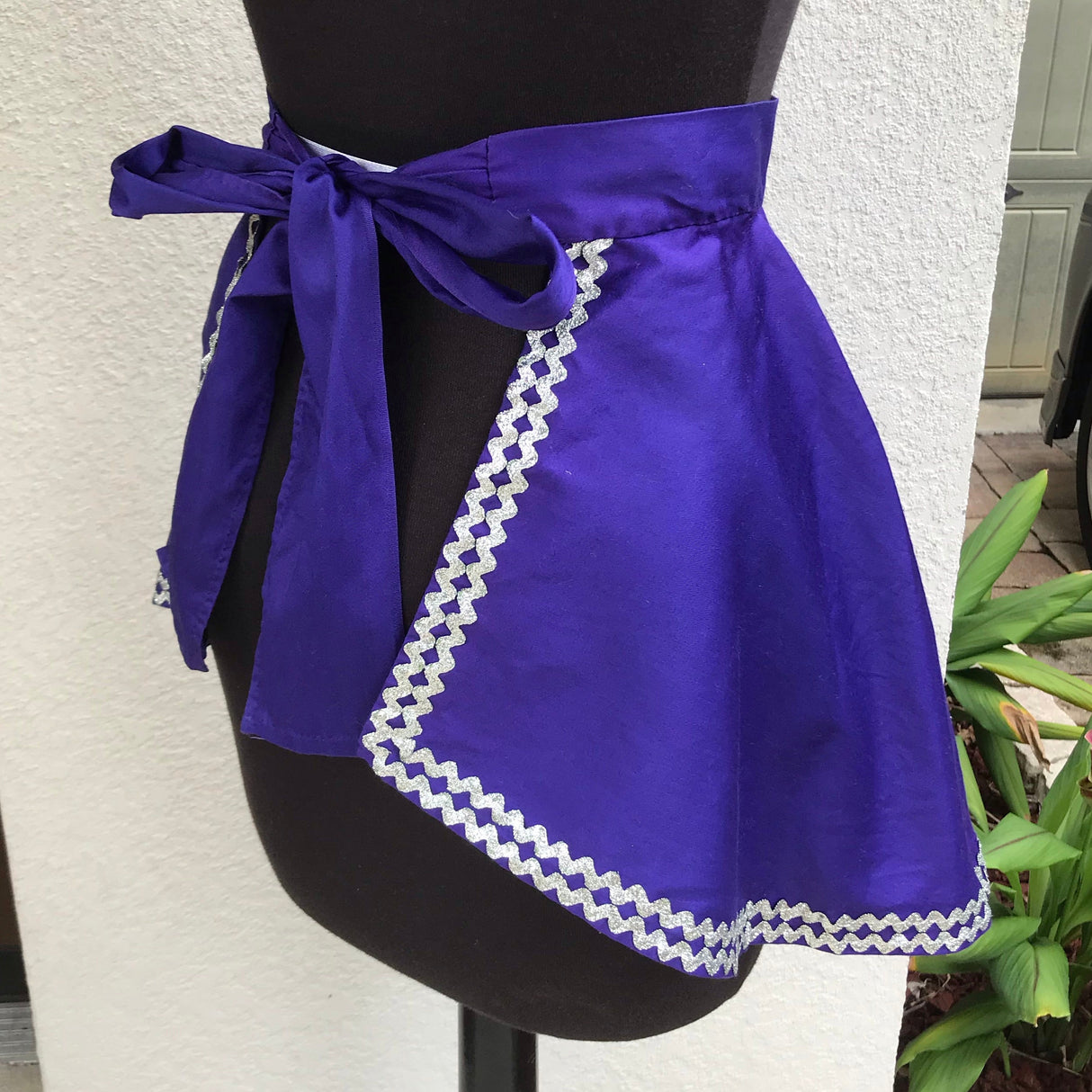 1960’s Purple with Silver Rick Rack - Half Apron - Cotton