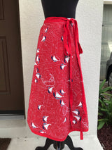 1980’s Reversible wrap skirt with apple and boat print - XS-L