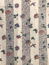 1970’s Concord Grey/Blue stripes with floral and butterflies - Cotton blend fabric