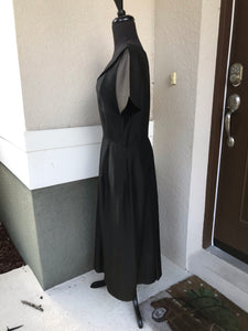 1950’s Grace DaPozzo Black Silk and Velvet Slim Fit Dress - LG