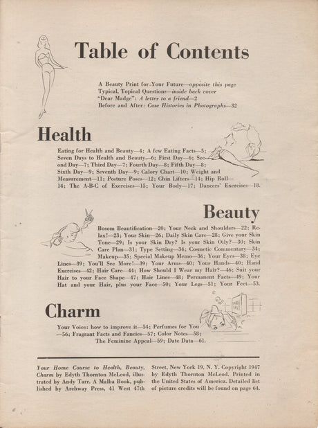 E-Book 1947 Home Course to Health, Beauty, Charm Book - OOP - Digital Download